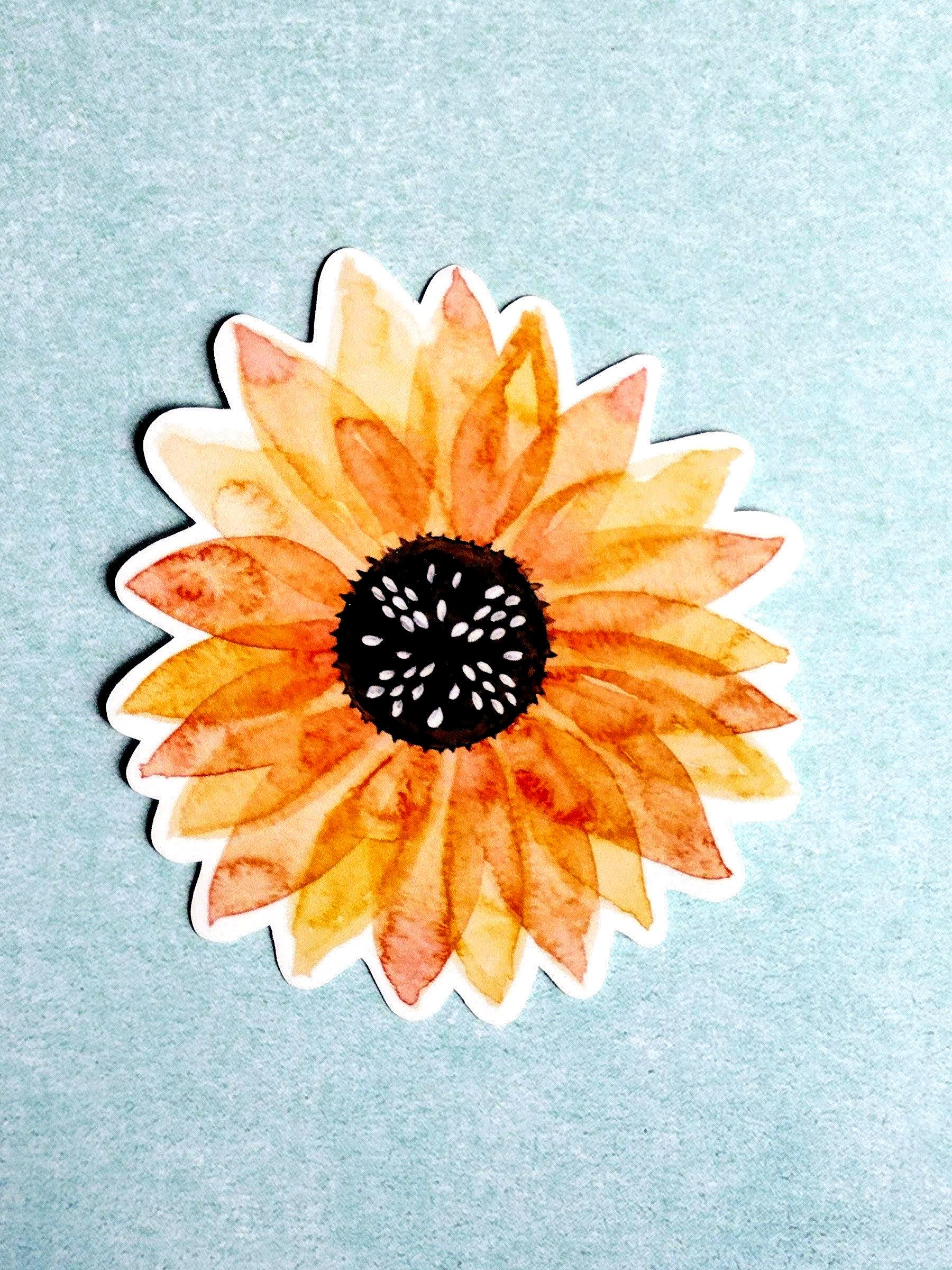 Watercolor Sunflower Sticker – Floral Vinyl Decal - Etsy