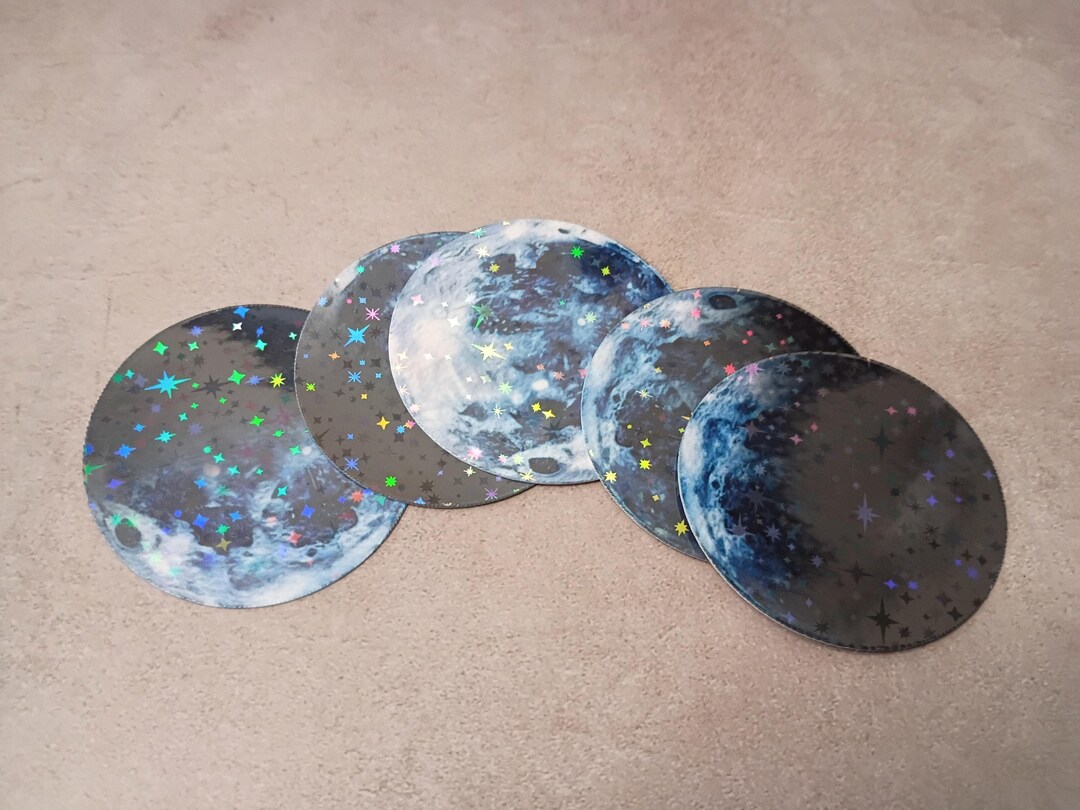 Holographic Moon Phase Sticker Pack - Celestial Lunar Cycle Vinyl ...