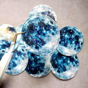 Moon Holographic Sticker- Lunar Decal for Laptops, Kindles, Water Bottles and Celestial Vinyl Gift image 2