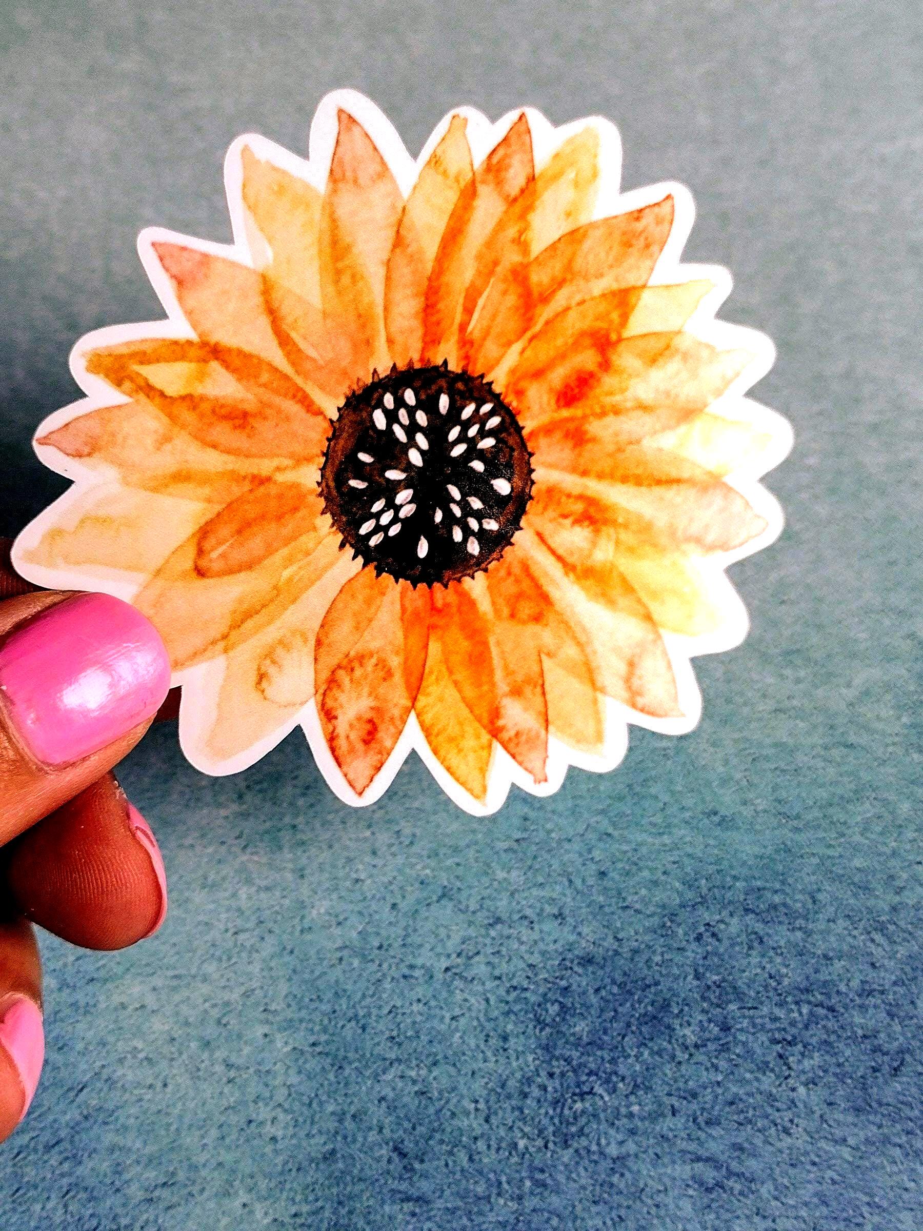 Watercolor Sunflower Sticker – Floral Vinyl Decal - Etsy