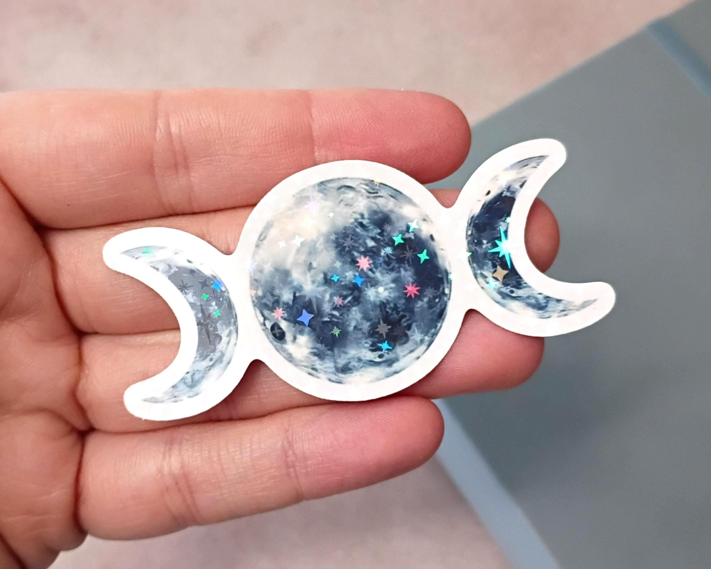Sparkly Moon Phase Sticker - Celestial Lunar Cycle Vinyl Decal for ...
