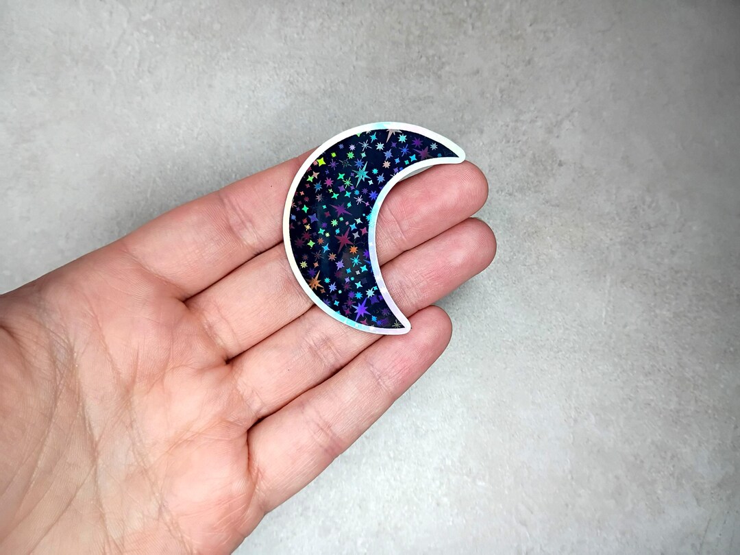 Lune Sticker Sticker croissant de lune - Sticker lunaire céleste scintillant en ...