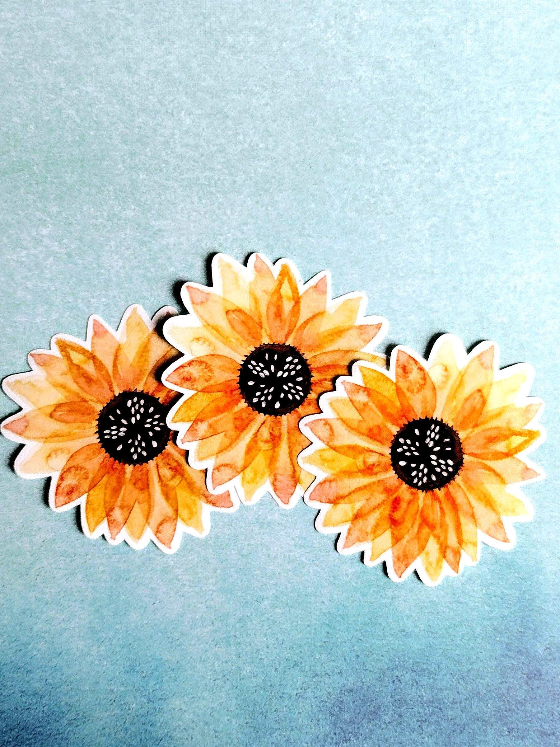 Watercolor Sunflower Sticker – Floral Vinyl Decal - Etsy