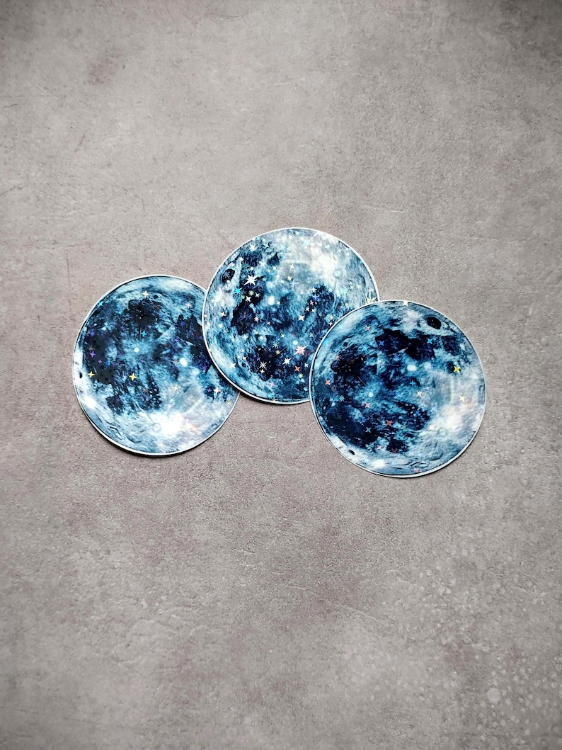 Moon Holographic Sticker- Lunar Decal for Laptops, Kindles, Water Bottles and Celestial Vinyl Gift image 3