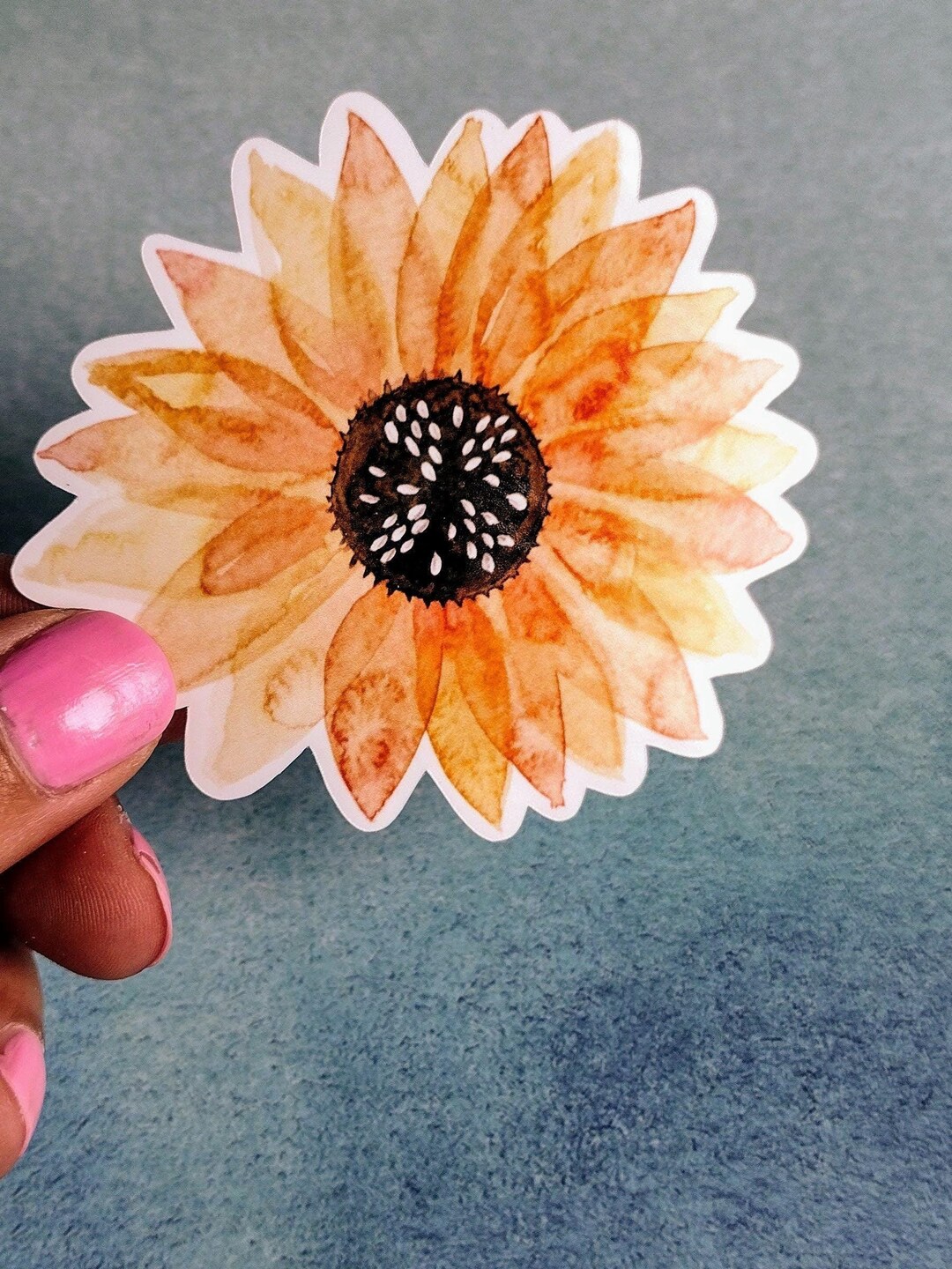 Watercolor Sunflower Sticker - Cute Floral Vinyl Decal for Journals ...