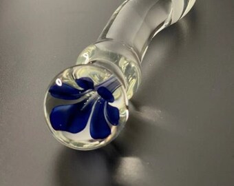 Blauwe Maagdenpalm Handgemaakte Glazen Dildo