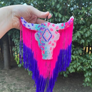 Pink & Purple bull skull freshie