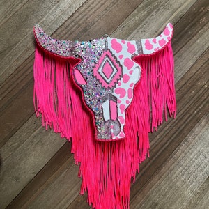 Pink Cow Print Bull Skull Freshie