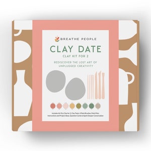 Clay Date Night Pottery Kit for 2 with Conversation Cards, Couples Clay Kit,  DIY Clay Kit Date Night 9 Year Anniversary Wedding Gift