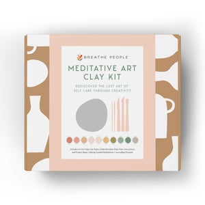 Deluxe Meditative Art Air Dry Clay Kit + Meditations and Journaling,  Beginner Pottery Kit, DIY Clay, Self-Care Craft Kit for Adult Crafts
