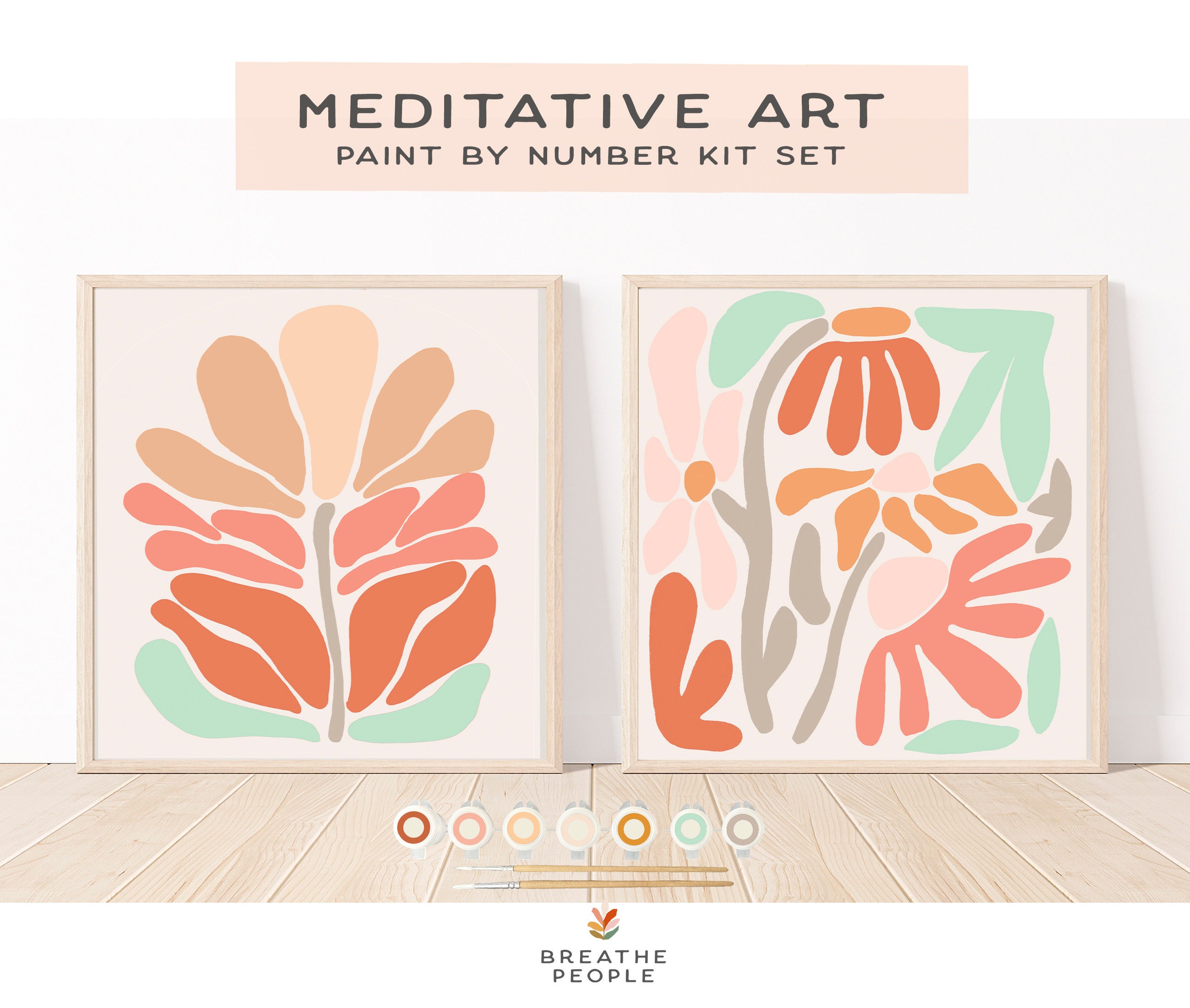 Citrus + Leafy Botanicals Meditative Art Paint by Numbers Set of 2 8x8 –  Breathe People