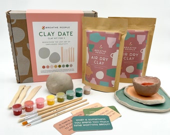 Clay Date Night Kit for Two – Air Dry Pottery, Conversation Cards