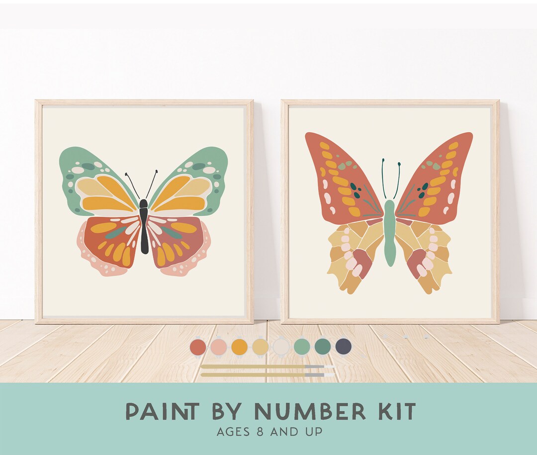 Butterflies Paint by Number Kit DIY Paint Party Birthday Gift for Kid ...