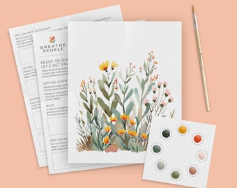 Beginner Desert Floral Watercolor Kit – Relaxing DIY Painting Set