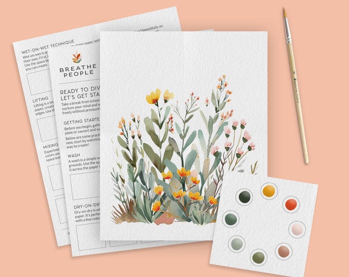 Beginner Desert Floral Watercolor Kit – Relaxing DIY Painting Set