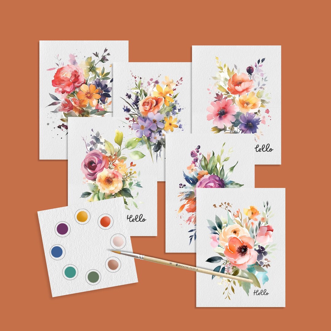 Floral Watercolor Postcard Kit – Botanical Designs Art Set - Etsy