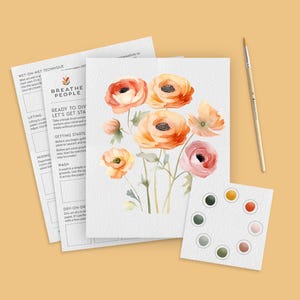 All-In-One Beginner Watercolor Kit + Two Page Watercolor Workbook, Paintbrush and Watercolor Palette- Watercolor Paint Set for Teens, Adults