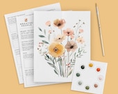 Beginner Watercolor Kit – Floral DIY Craft, Paint Palette Included