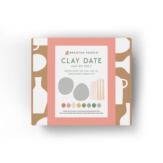 Clay Date Night Pottery Kit for Couples with Conversation Cards