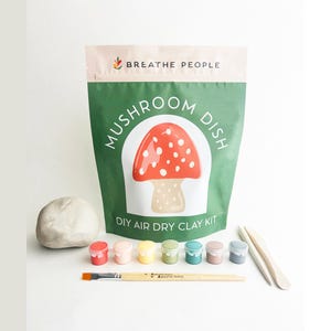 DIY Air Dry Clay Mushroom Dish Kit – Make Your Own Pottery  | Adult Craft Kit | Relaxing DIY Gift | Handmade Clay Art Project for Beginners
