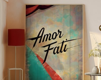 Impresión retro de Amor Fati: cita estoica de estilo vintage (descarga digital)