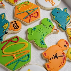 1 Dozen Colorful Dinosaur Cookies