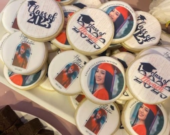 2 Dozen Mini Edible Photo Cookies Graduation