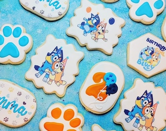 1 Dozen Bluey Themed Custom Cookies