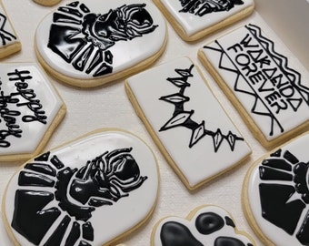 1 Dozen Assorted Black Panther Theme Cookies