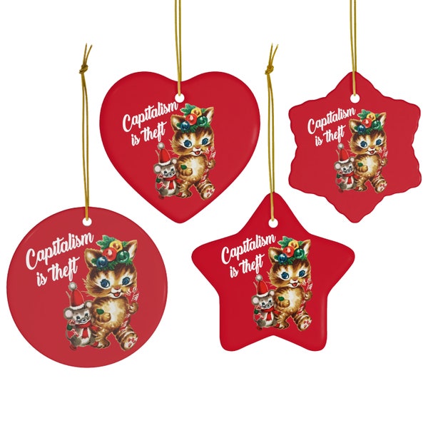 Capitalism is Theft Christmas Ornament | Anti-Capitalist, Eat the Rich, Political Christmas Tree, Socialist Xmas, Communist Gift, Marxist