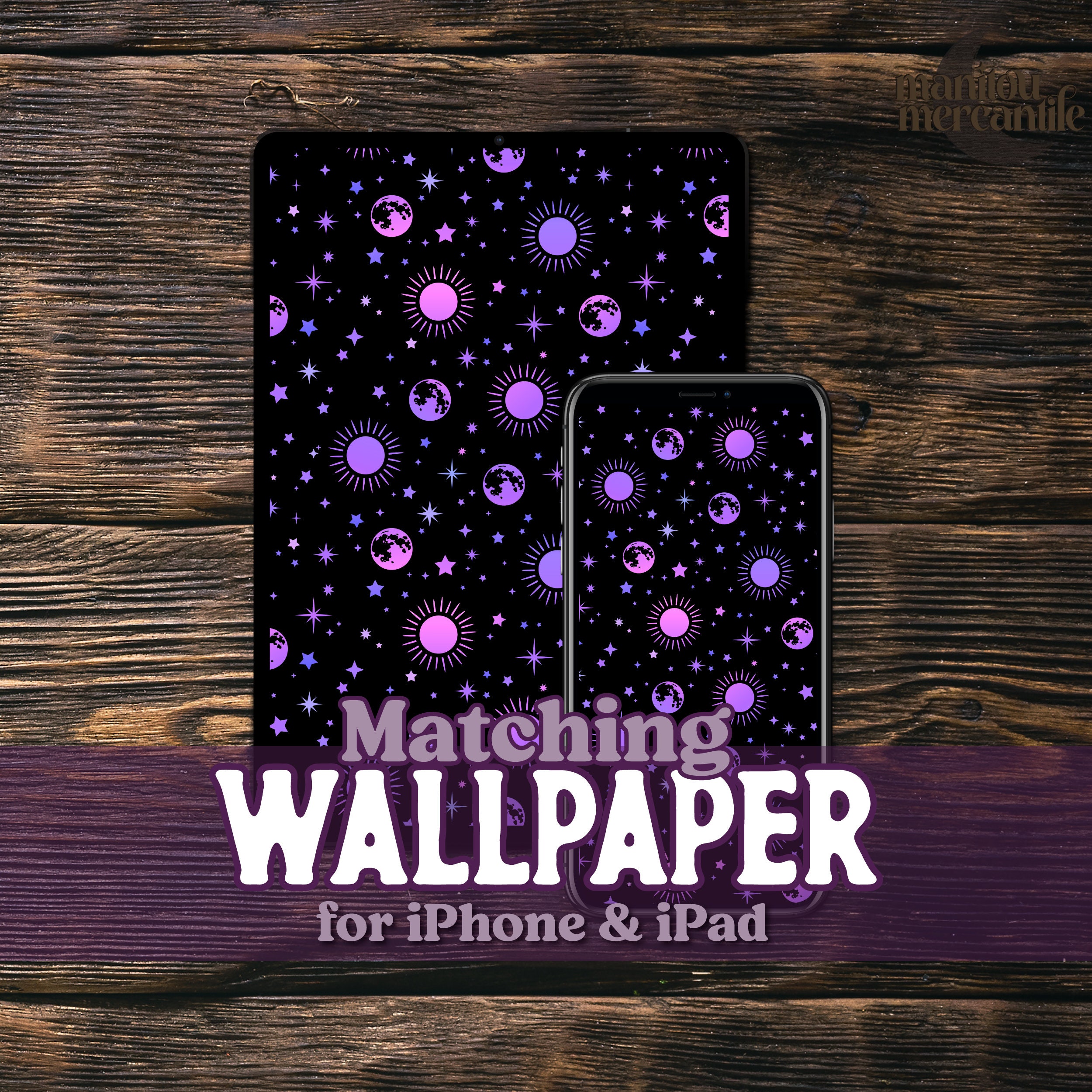 Purple Celestial Dreamy Matching Phone and Ipad Wallpaper - Etsy