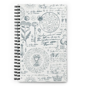 Turquoise Esoteric Pattern Spiral Notebook, Spell Book, Witch Journal, Kitchen Witch, Herb Witch, Esoteric, Occult