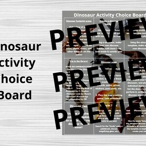 Atividades de dinossauros, gráfico de quadro de escolhas, artes e ofícios infantis, diversão nas férias escolares em casa, projetos de acampamento de creche, download instantâneo para impressão