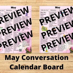 5月の質問 - 家族の会話のきっかけ - 子供の月間選択ボードチャート - ホームスクール - 教室でのライティングプロンプト - すぐにダウンロードして印刷可能