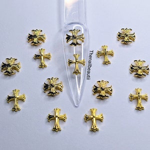 Gold cross nail charms 10/20pcs