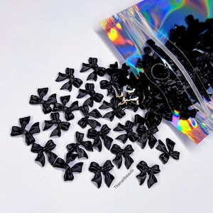 Black bow nail charms
