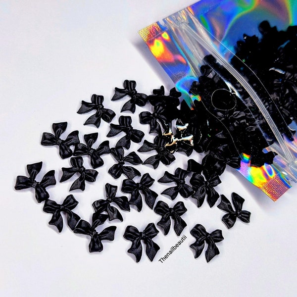 Black bow nail charms