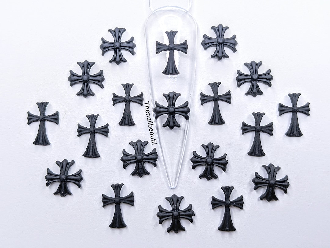 Black Cross Nail Charms 10/20 Pcs Etsy