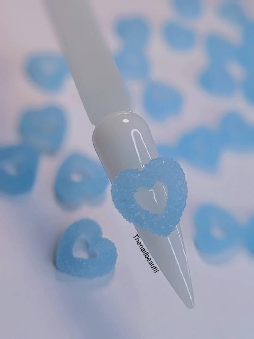 Kawaii Blue Heart Nail Charms 10 Pcs 