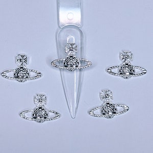 Large Planet Silver Nail Charms 5/10 pcs