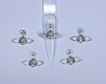 Large Planet Silver Nail Charms 2/5/10 pcs