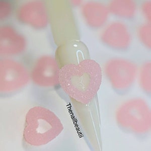 Valentine's Day Charms, Kawaii Pink Heart Nail Charms 10pcs, Vday Nail Art