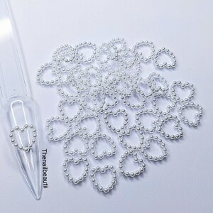 White Pearl Heart Shaped Nail Charms - 20 pcs