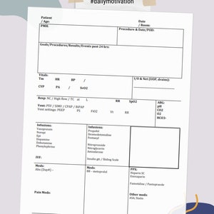Intensive Care Daily Rounding Progress Note Template Nurse - Etsy