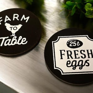 Farmhouse Inspired Refrigerator Magnets ~ Set of (2) Black