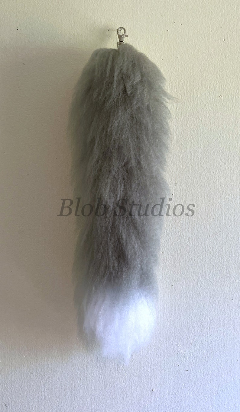 Yarn Tail Gray & White furry Therian Animal Fox Cat Wolf Cosplay ...