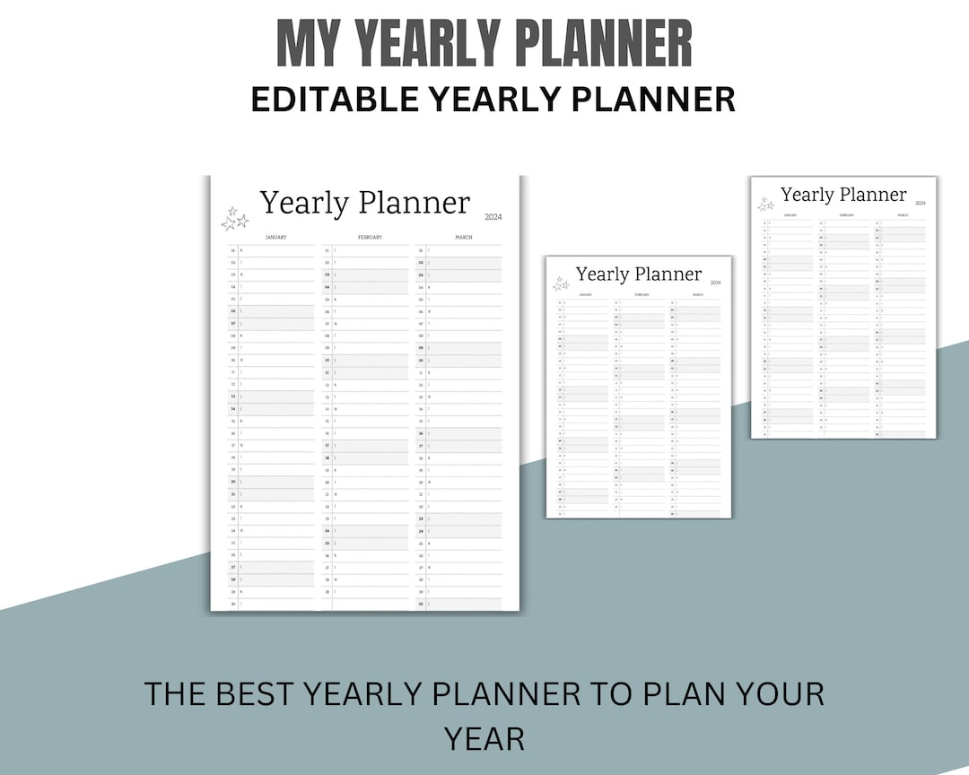 Open dated yearly planner printable any year calendar 12 month