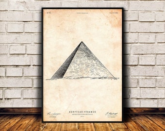 Art mural pyramides égyptiennes, cadeau archéologie, art de l'Egypte ancienne, art mural Egypte, impression historique