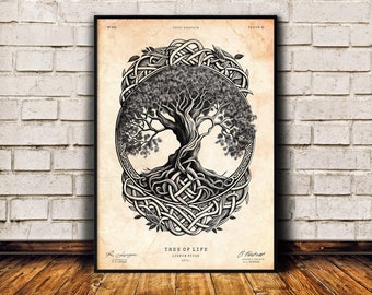 Keltischer Baum des Lebens Druck, Pagan Kunst, Botanische Wandkunst, Hexengeschenk