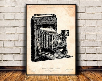 Vintage Kamera Dekor, Antike Kamera Druck, Fotograf Geschenk, Industrielle Wand Kunst, Vintage Plakat